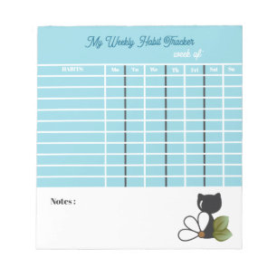 Bloc-note Chat noir mignon et fleur – Personnalisé