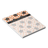 Bloc-note Chat noir rétro Motif chèque orange (Incliné)