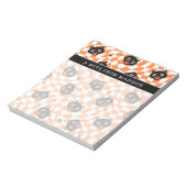 Bloc-note Chat noir rétro Motif chèque orange (Tourné)