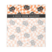 Bloc-note Chat noir rétro Motif chèque orange (Devant)