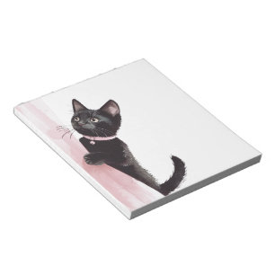 Bloc-note Chat Noir Rideau Rose