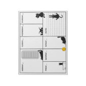 Bloc-note Chat noir sot A4 pavé hebdomadaire (Tourné)