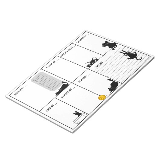Bloc-note Chat noir sot A4 pavé hebdomadaire (Incliné)