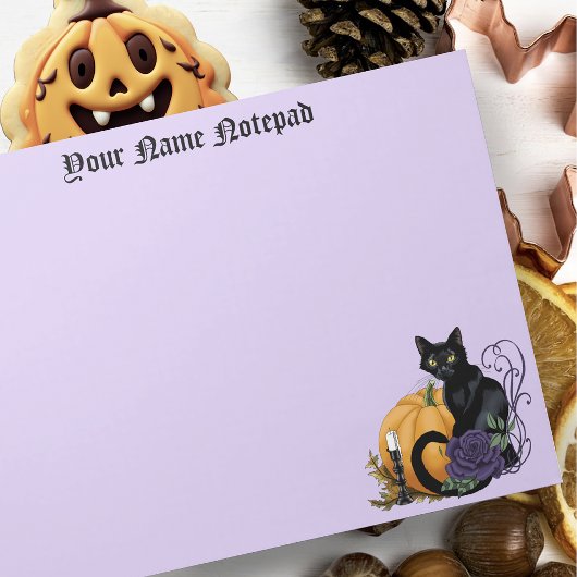 Bloc-note Chat noir violet Rose Citrouille Halloween