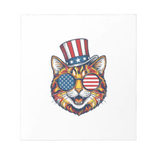 Bloc-note Chat patriotique gravure vintage design de t-shirt