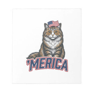 Bloc-note Chat Patriotique Merica Gravure Vintage Design de