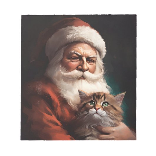 Bloc-note Chat Persan avec le Père Noël Fête de Noël  (Devant)