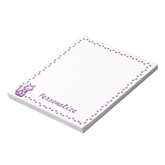 Bloc-note Chat pourpre avec bordure Paw (Tourné)