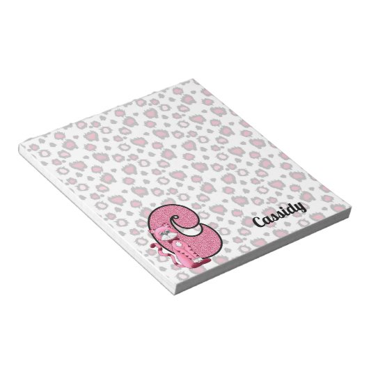 Bloc-note Chat rose Monogrammé C Enfant (Incliné)