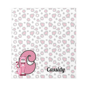 Bloc-note Chat rose Monogrammé C Enfant