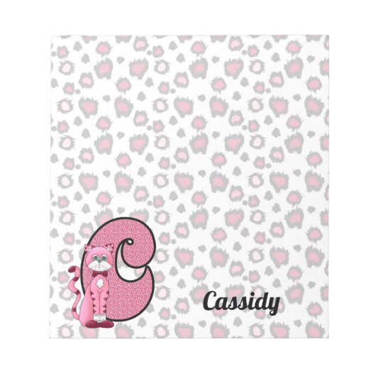 Bloc-note Chat rose Monogrammé C Enfant (Devant)