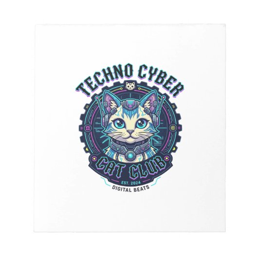 Bloc-note Chat Technologique Cyber Drôle Conception Amateur (Devant)