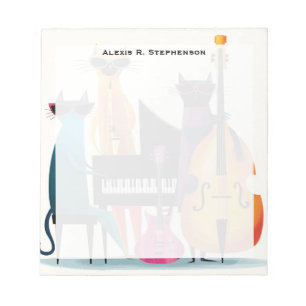 Bloc-note Chats musiciens de jazz cool Monogram