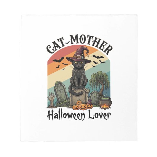 Bloc-note Chatte Mère Halloween Amant Chapeau de Sorcière No (Devant)