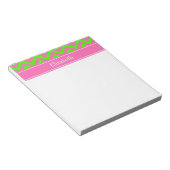 Bloc-note Chaud rose #2 Lime Green LG Chevron Nom Monogramme (Incliné)