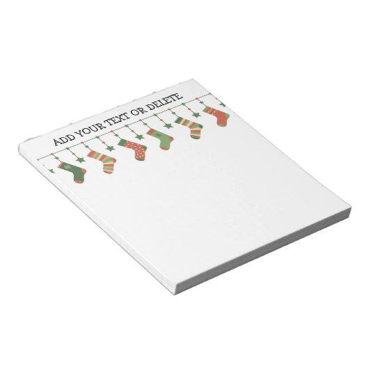 Bloc-note Chaussettes de Noël bas saisonnier texte de la gar (Incliné)