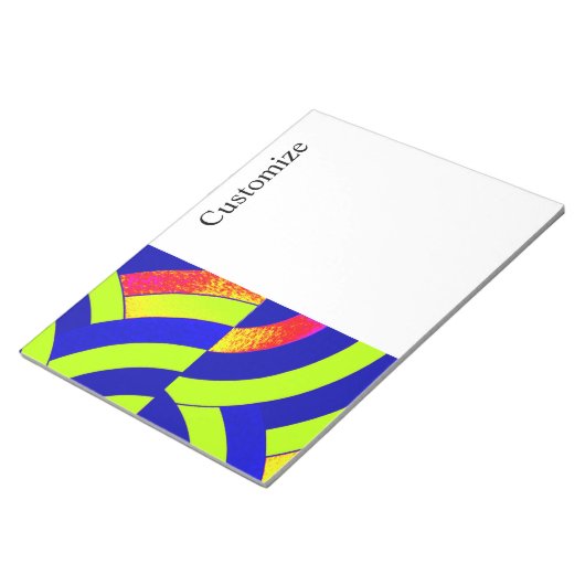 Bloc-note chaux/bleu chic moderne chevrons incurvés (Incliné)