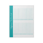 Bloc-note Check-list élégant simple sarcelle 8,5x11 deux col (Tourné)