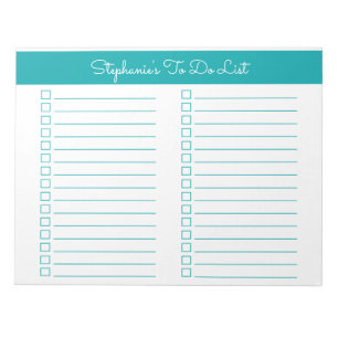 Bloc-note Check-list élégant simple sarcelle 8,5x11 deux col