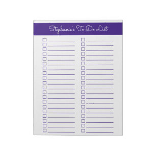 Bloc-note Check-list vertical violet 8,5x11 deux colonnes