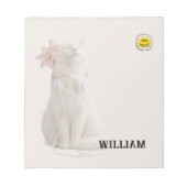 Bloc-note CHECK MEO White Cat with Headphones – Personalized (Devant)