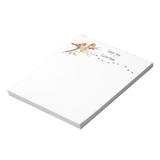 Bloc-note "Cheeps from Custom Name" Bruant, traces d'oiseaux (Tourné)