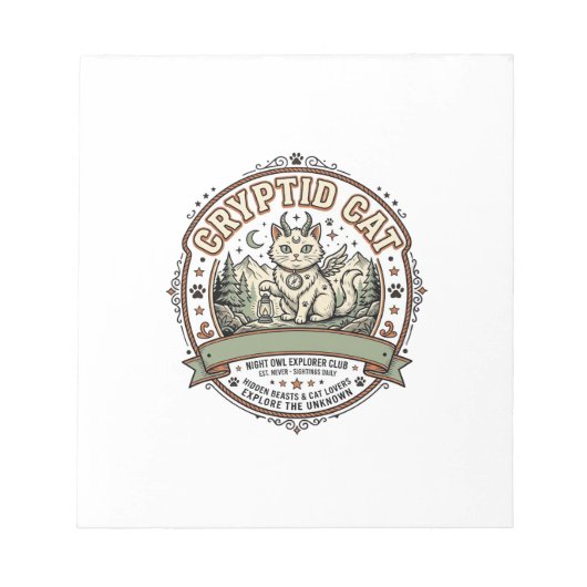 Bloc-note Chemise Cryptide Chat Cryptide Chat Art Vector Vin (Devant)