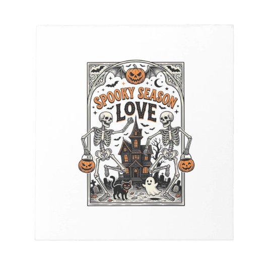 Bloc-note Chemise d'amour de saison effrayant squelette Hall (Devant)