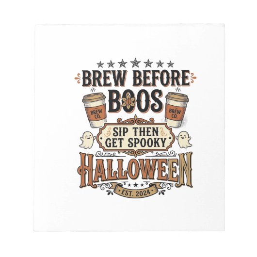 Bloc-note Chemise de café Halloween Brassez avant les fantôm (Devant)