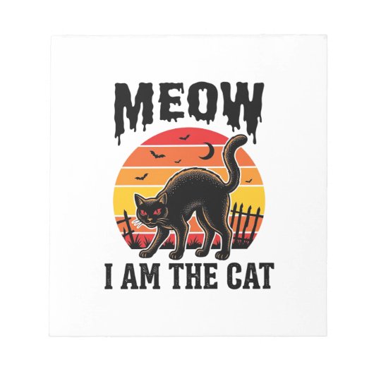 Bloc-note Chemise de chat Halloween Meow Design de chat noir (Devant)
