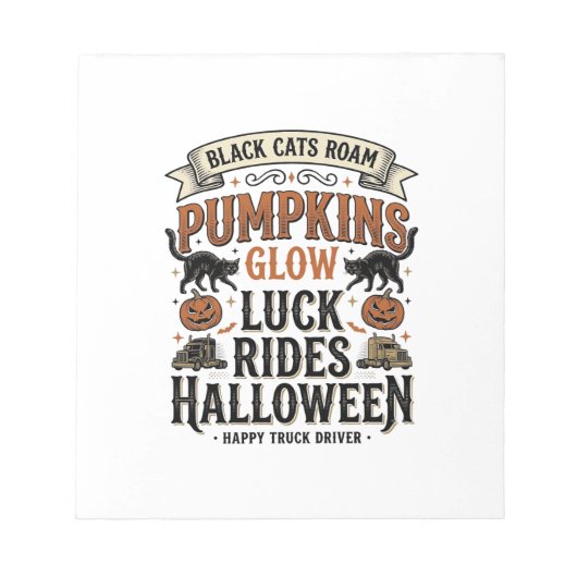 Bloc-note Chemise de chauffeur de camion Halloween avec chat (Devant)