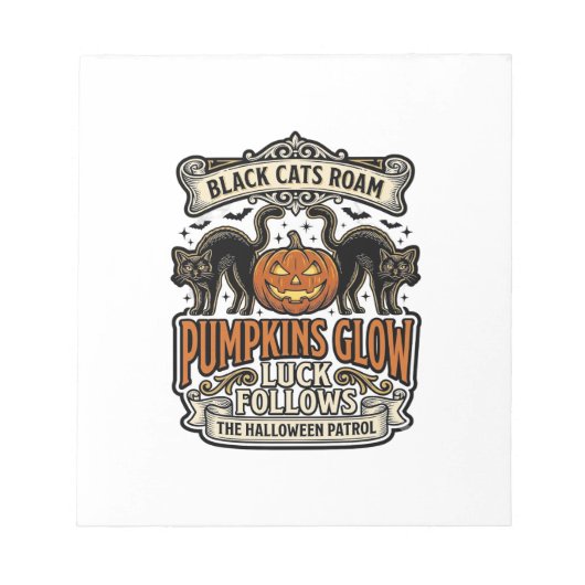 Bloc-note Chemise de garde de sécurité Halloween avec chats  (Devant)