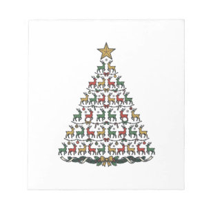 Bloc-note Chemise de gravure vintage d'arbre de Noël de renn