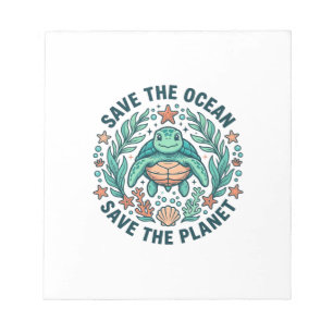 Bloc-note Chemise de gravure vintage de tortue de mer sauvez