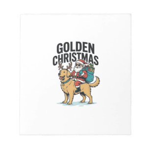 Bloc-note Chemise de Noël dorée Santa à cheval sur Retriever