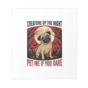 Bloc-note Chemise de Pug Halloween avec cimetière effrayant 
