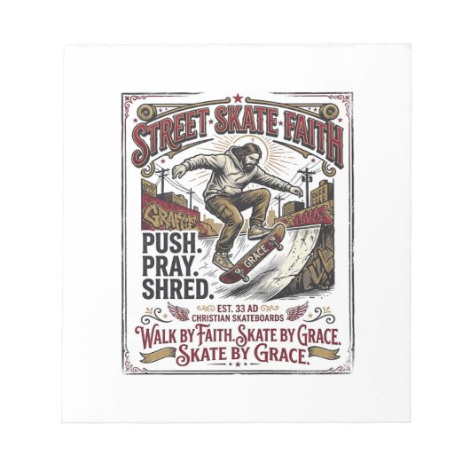 Bloc-note Chemise de skate longboard Jésus chrétien (Devant)