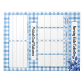 Bloc-note Chemise Gingham Floral Bleu_ Collection de données (Devant)
