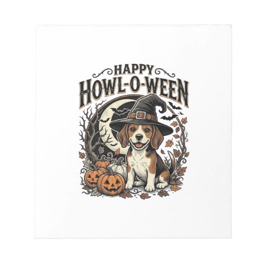 Bloc-note Chemise Halloween Chapeau De Sorcière Beagle Joyeu (Devant)