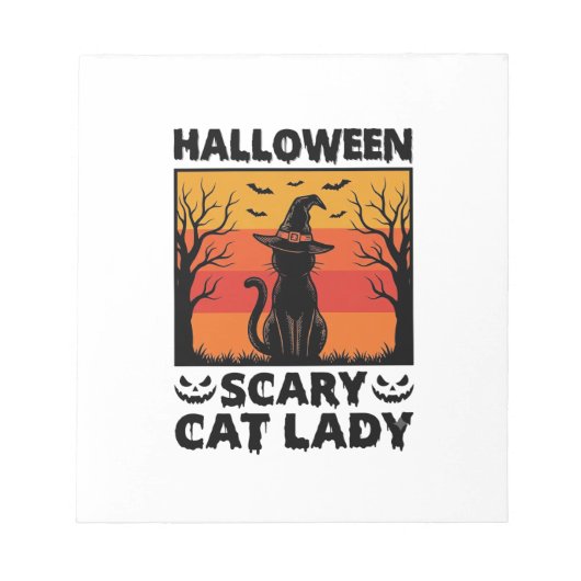 Bloc-note Chemise Halloween Dame de chat effrayant Gravure V (Devant)