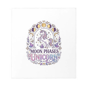 Bloc-note Chemise Licorne Phases Lunaires Licorne Fond Blanc