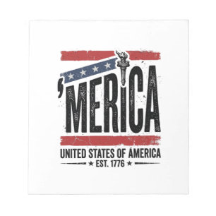 Bloc-note Chemise patriotique vintage Merica à motif en détr