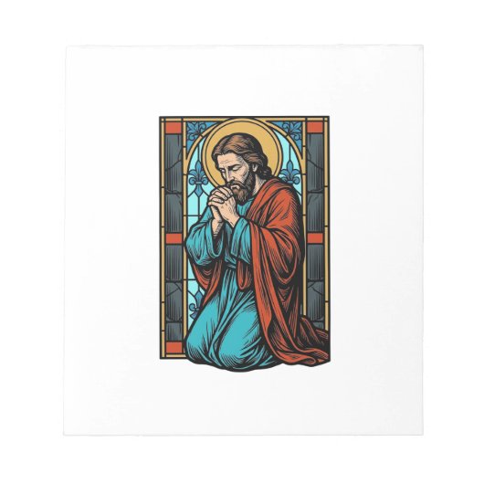 Bloc-note Chemise vectorielle de figure religieuse priant vi (Devant)