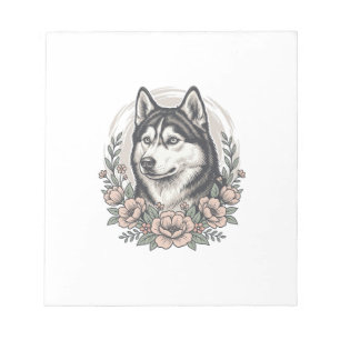 Bloc-note Chemise vintage Husky Floral Portrait Design_1