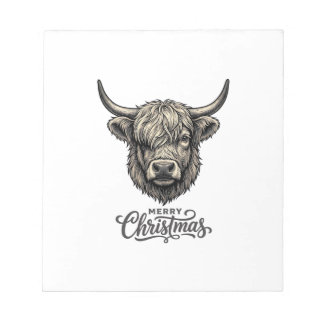 Bloc-note Chemise vintage Joyeux Noël Vache Highland_1