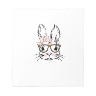 Bloc-note Chemise visage de lapin mignon Lunettes imprimées