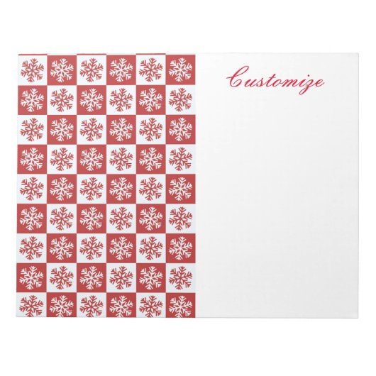 Bloc-note Chèque rouge/blanc motif flocon de neige Thunder_C (Devant)