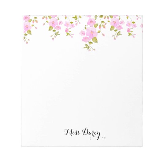 Bloc-note Cherry Blossom Girly Pink Floral Custom  (Devant)