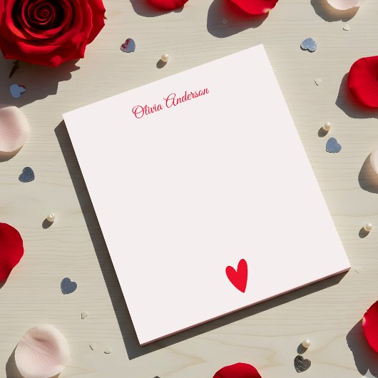 Bloc-note Cherry Red Heart  Valentines Day Personalized 