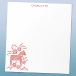 Bloc-note Cheval de Dala scandinave rouge Personnalisé<br><div class="desc">Un Dala Horse traditionnel rouge et blanc. Modifiez le nom pour personnaliser. Art original de Nic Squirrell.</div>